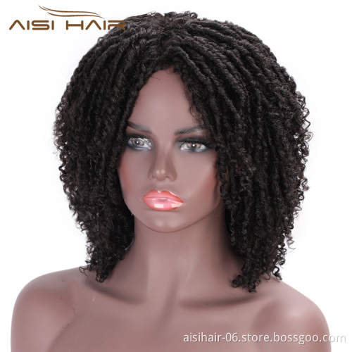 Aisi Hair Synthetic Wigs For Black Women Crochet Braids Twist Faux Locs Braids Hairstyle Long Afro Black Hair for Women